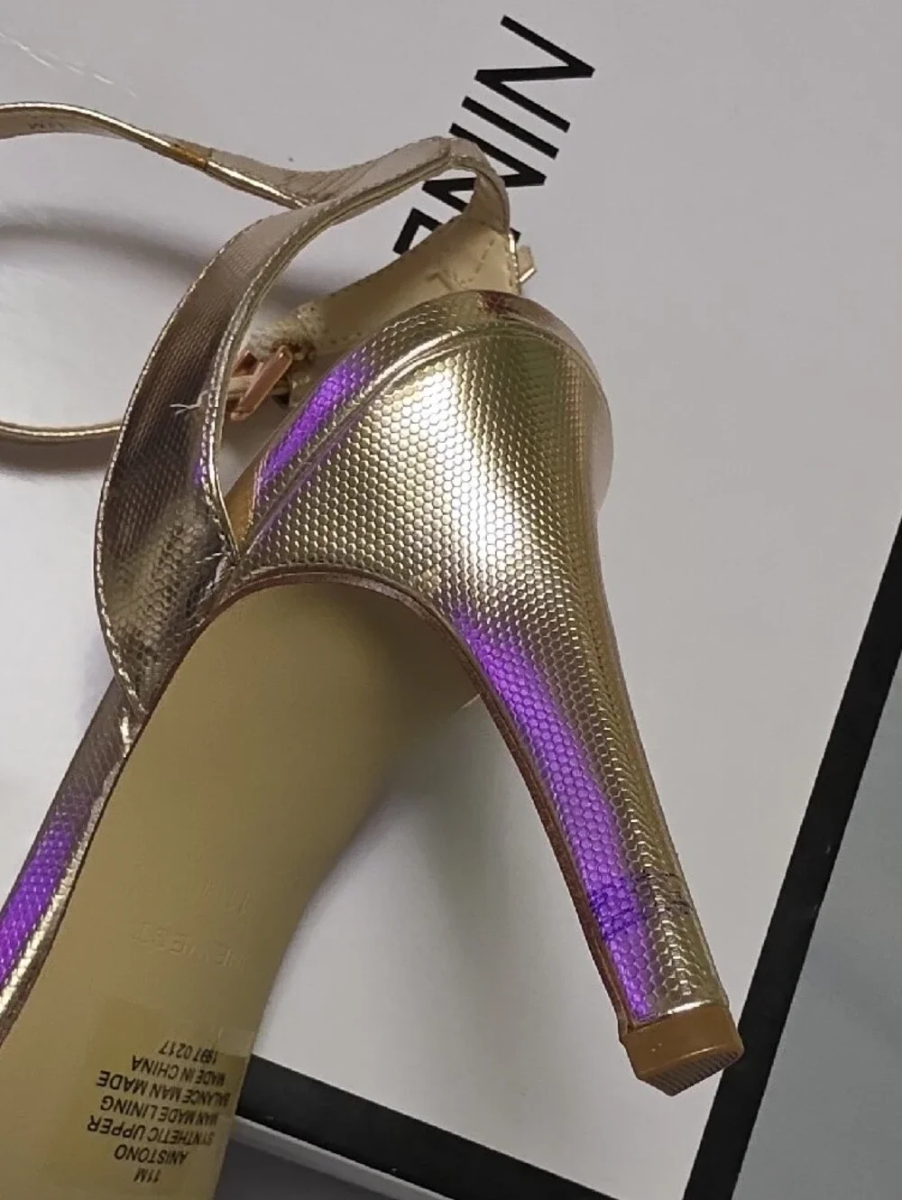 Nine West Metallic Rose Gold Ankle-Strap Heels